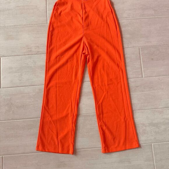 One-Shoulder Jumpsuit Pants Romper Sleeveless Orange Medium Disco Party Hippie - Picture 5 of 8